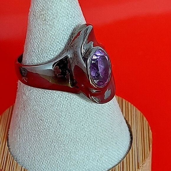 Natural Not Enhanced Amethyst Ring 925 Sterling Silver Size 8 - Picture 4 of 8